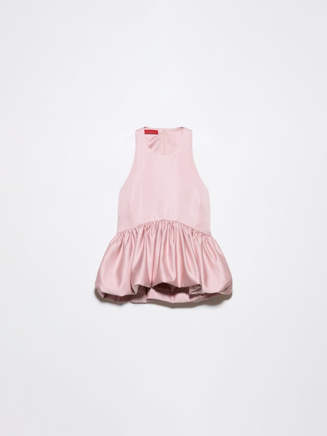Top peplum in duchesse | Max&Co Top peplum in duchesse satin rosa con balza arricciata a balloon al fondo e zip invisibile sul retro. | Max&Co
