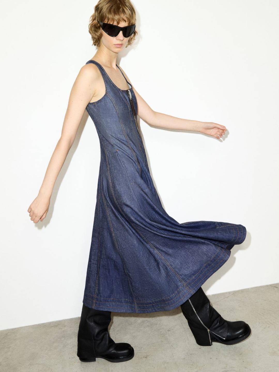 Abito in denim di cotone e lino | Max&Co Abito in denim di cotone e lino - vista alternativa - 9 | Max&Co
