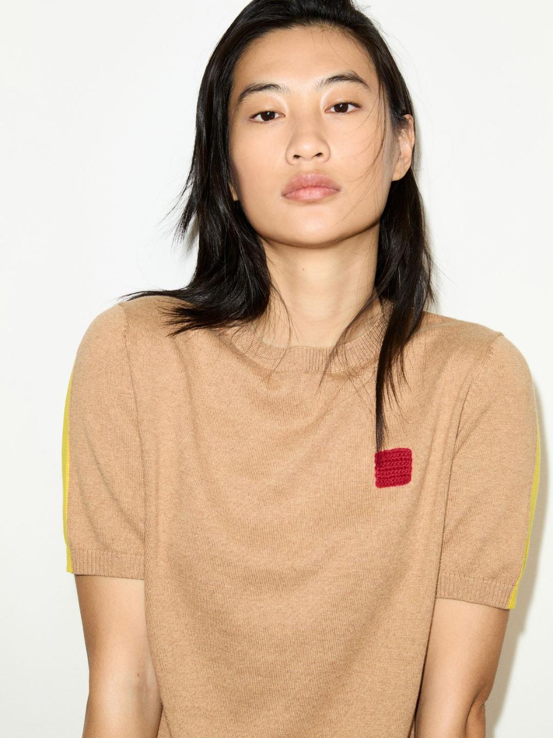 T-shirt in cotone e cashmere | Max&Co T-shirt in cotone e cashmere - vista alternativa - 0 | Max&Co