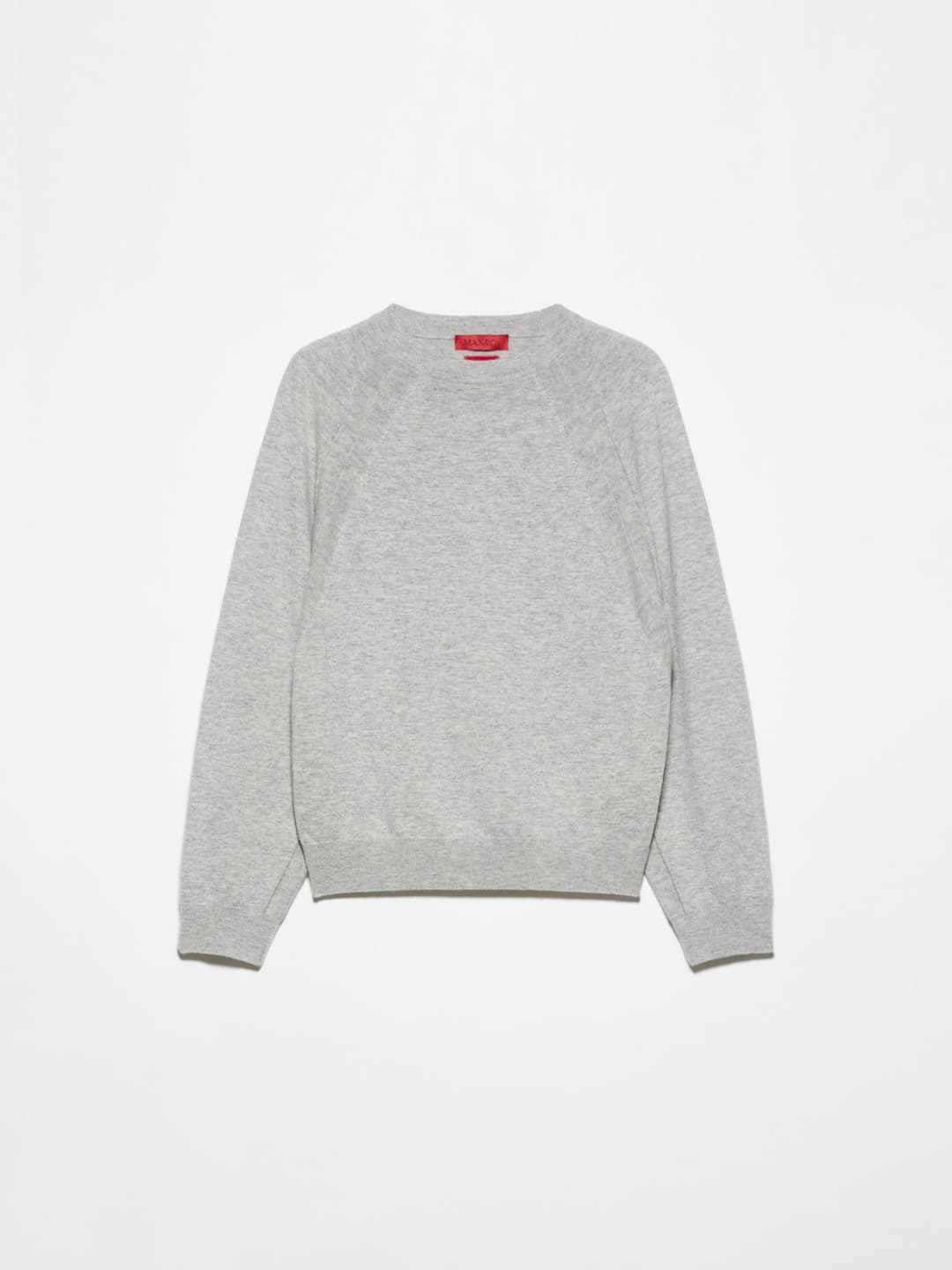 Maglia in lana e cashmere | Max&Co Maglia girocollo in lana e cashmere grigio chiaro con iconico red square MAX&Co. intarsiato sul retro. | Max&Co