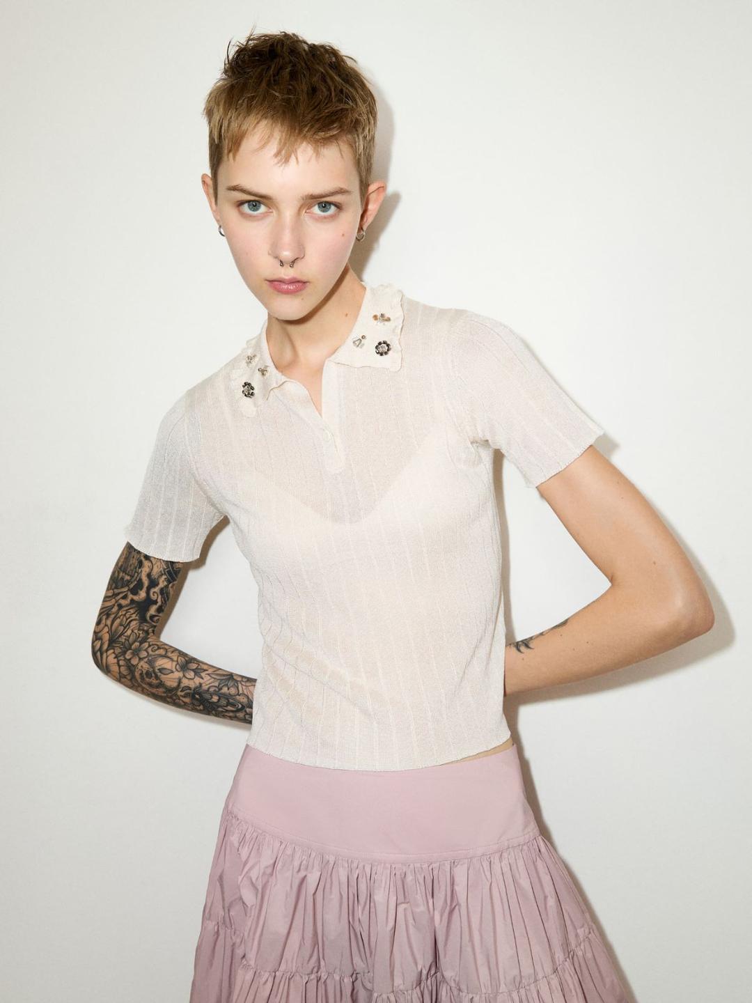 Polo con ricami bijou | Max&Co Polo con ricami bijou - vista alternativa - 4 | Max&Co
