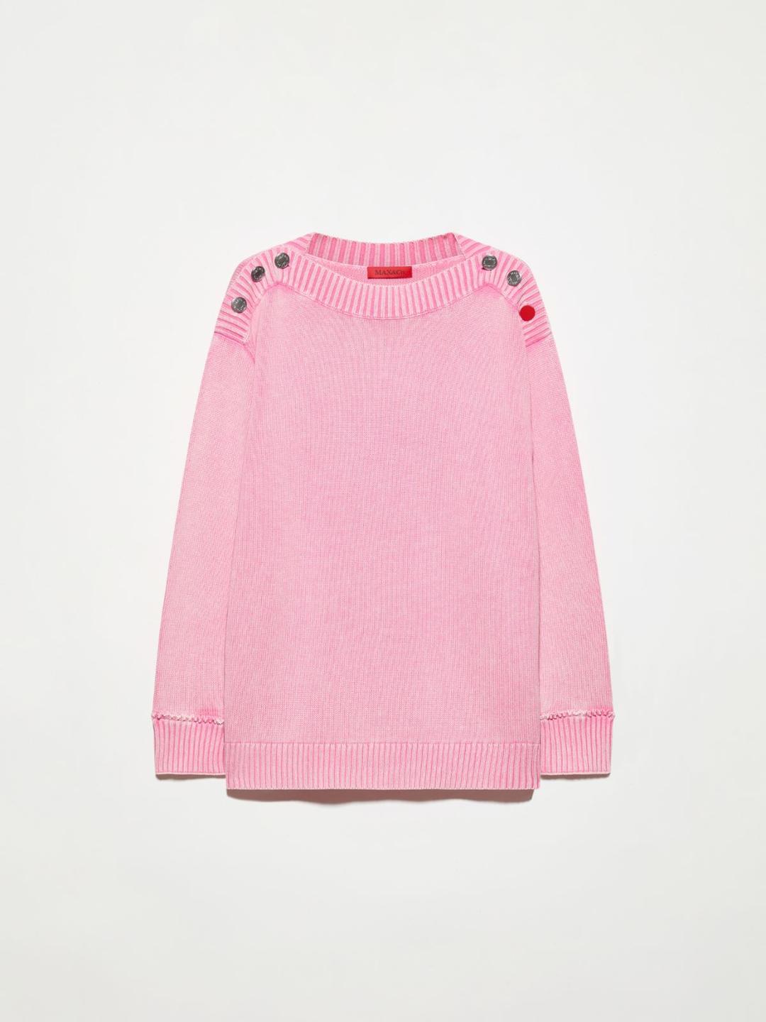 Pull in cotone stone washed | Max&Co Pull in cotone rosa stone washed con scollo marinière e bottoni in metallo, un capo dal fit ampio e délavé. | Max&Co