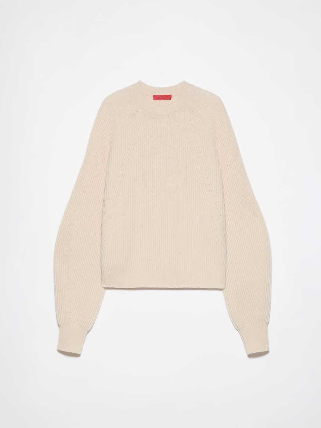 Pull in lana e cashmere | Max&Co Pull oversize in lana e cashmere color cammello con lavorazione a coste inglesi e iconico red square MAX&Co. intarsiato sul retro. | Max&Co