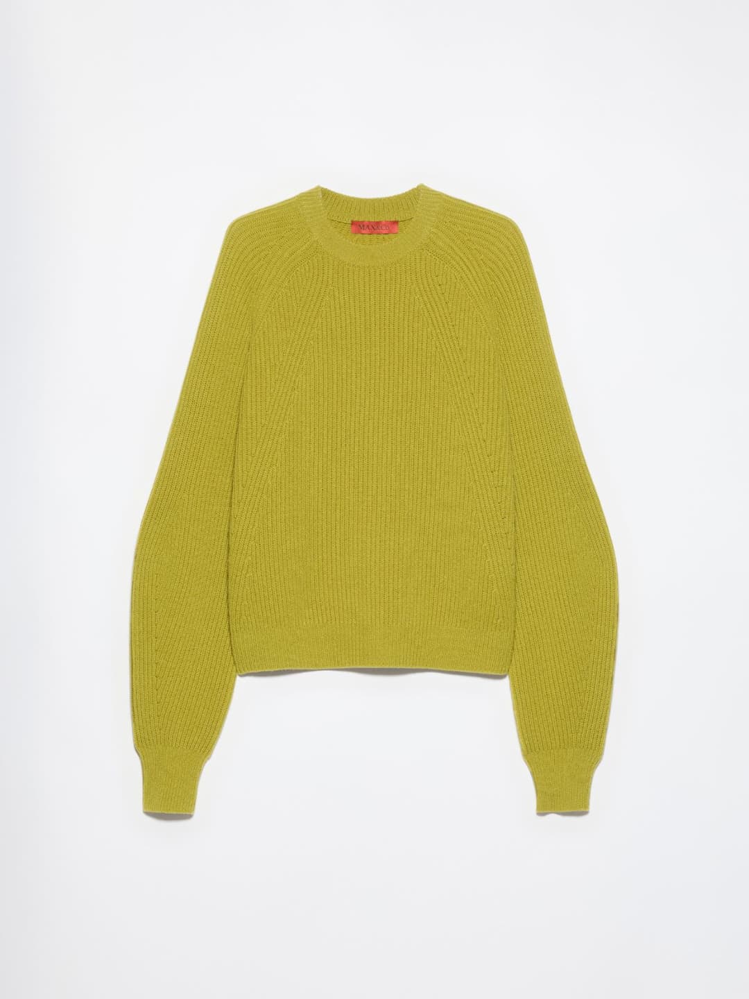 Pull in lana e cashmere | Max&Co Pull oversize verde in lana e cashmere con lavorazione a coste inglesi e iconico red square MAX&Co. intarsiato sul retro. | Max&Co