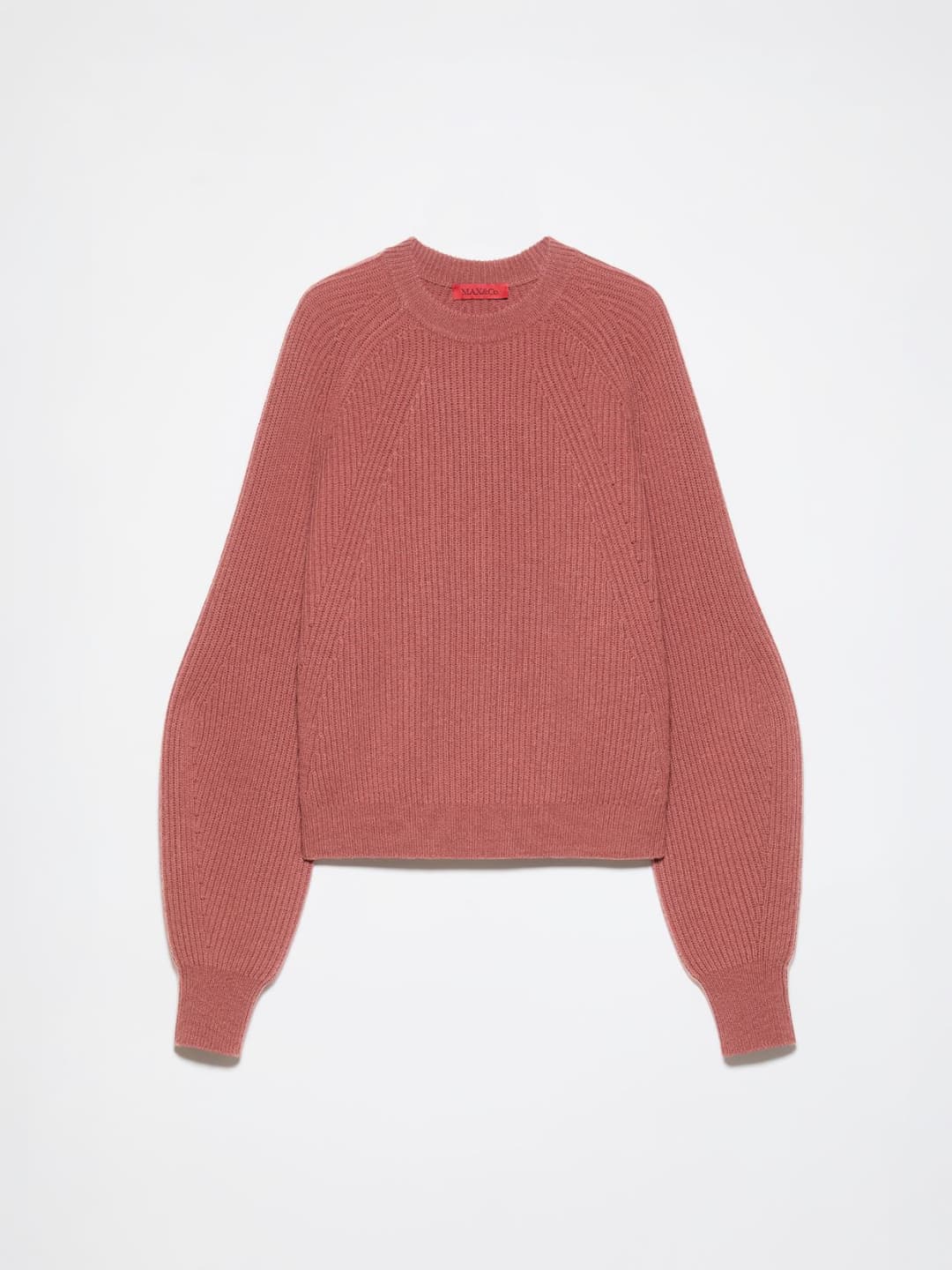 Pull in lana e cashmere | Max&Co Pull oversize in lana e cashmere color cacao con lavorazione a coste inglesi e iconico red square MAX&Co. intarsiato sul retro. | Max&Co