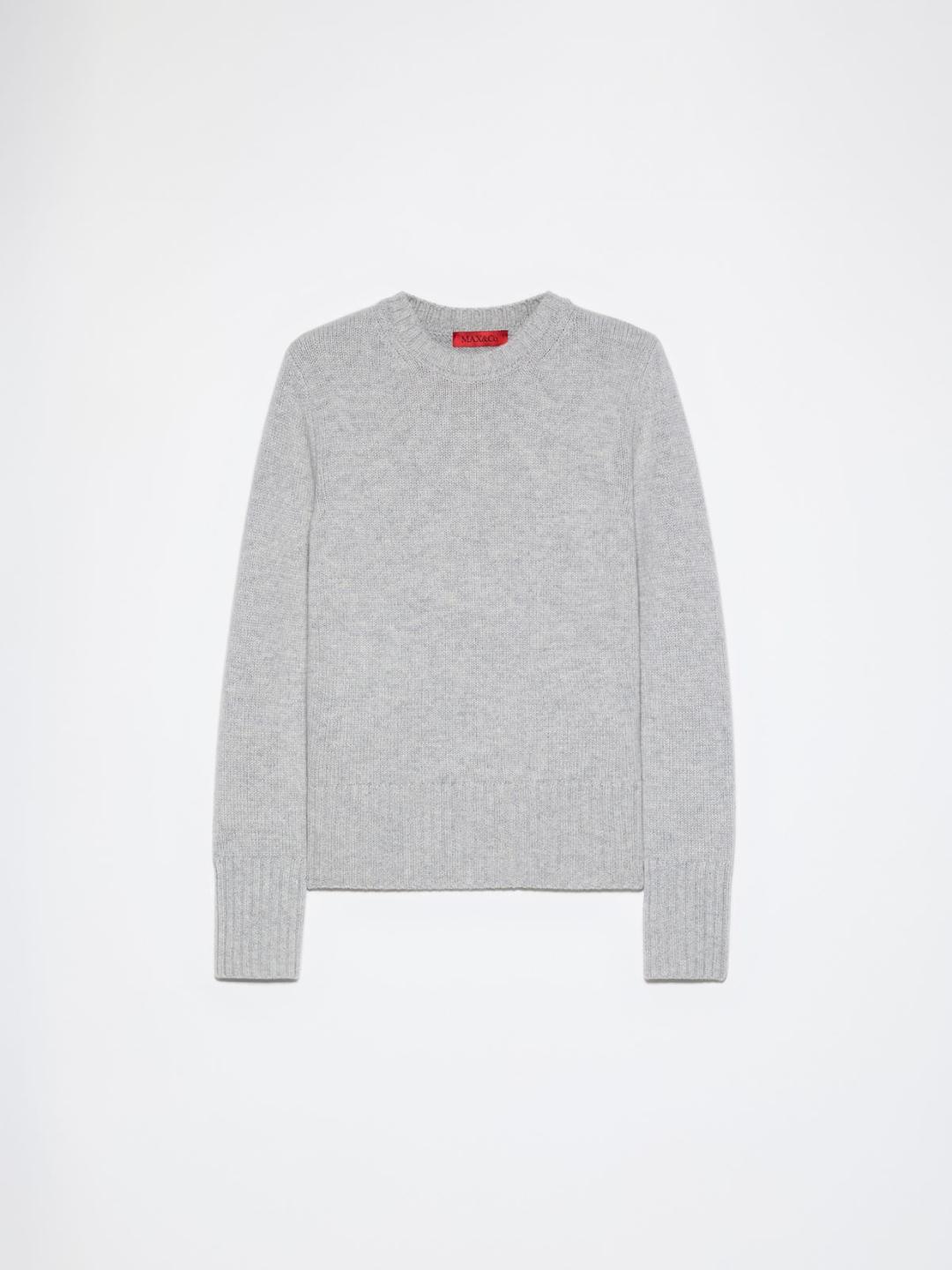 Pull in lana e cashmere | Max&Co Pull grigio in lana e cashmere con girocollo e bordi a coste, caratterizzato dall'iconico red square MAX&Co. intarsiato. | Max&Co