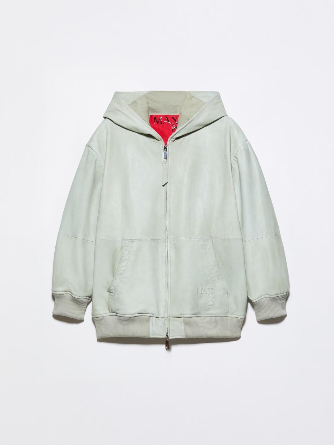 Giacca hoodie in nappa | Max&Co Giacca hoodie in nappa tinta in capo color menta, con cappuccio, tasche a marsupio e zip metallica a doppio cursore. | Max&Co