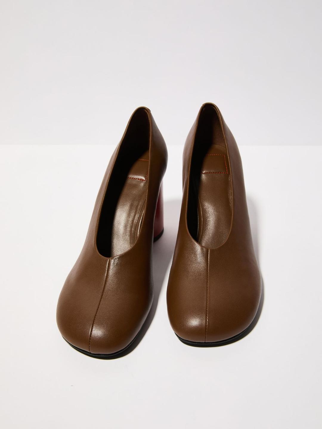 Pumps color block in pelle | Max&Co Pumps color block in pelle marrone con punta arrotondata e tacco a colonna rivestito in pelle alto 8 cm. | Max&Co