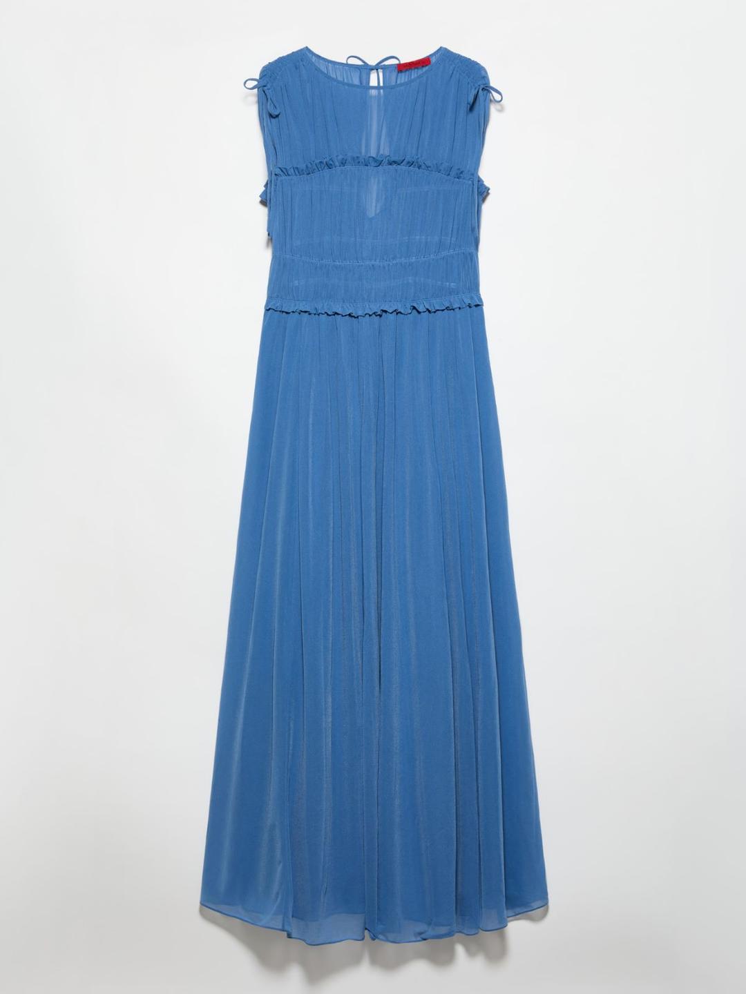 Maxi dress in jersey | Max&Co Maxi dress azzurro intenso in jersey con arricciature elastiche al busto e in vita, girocollo e spalline con coulisse. | Max&Co
