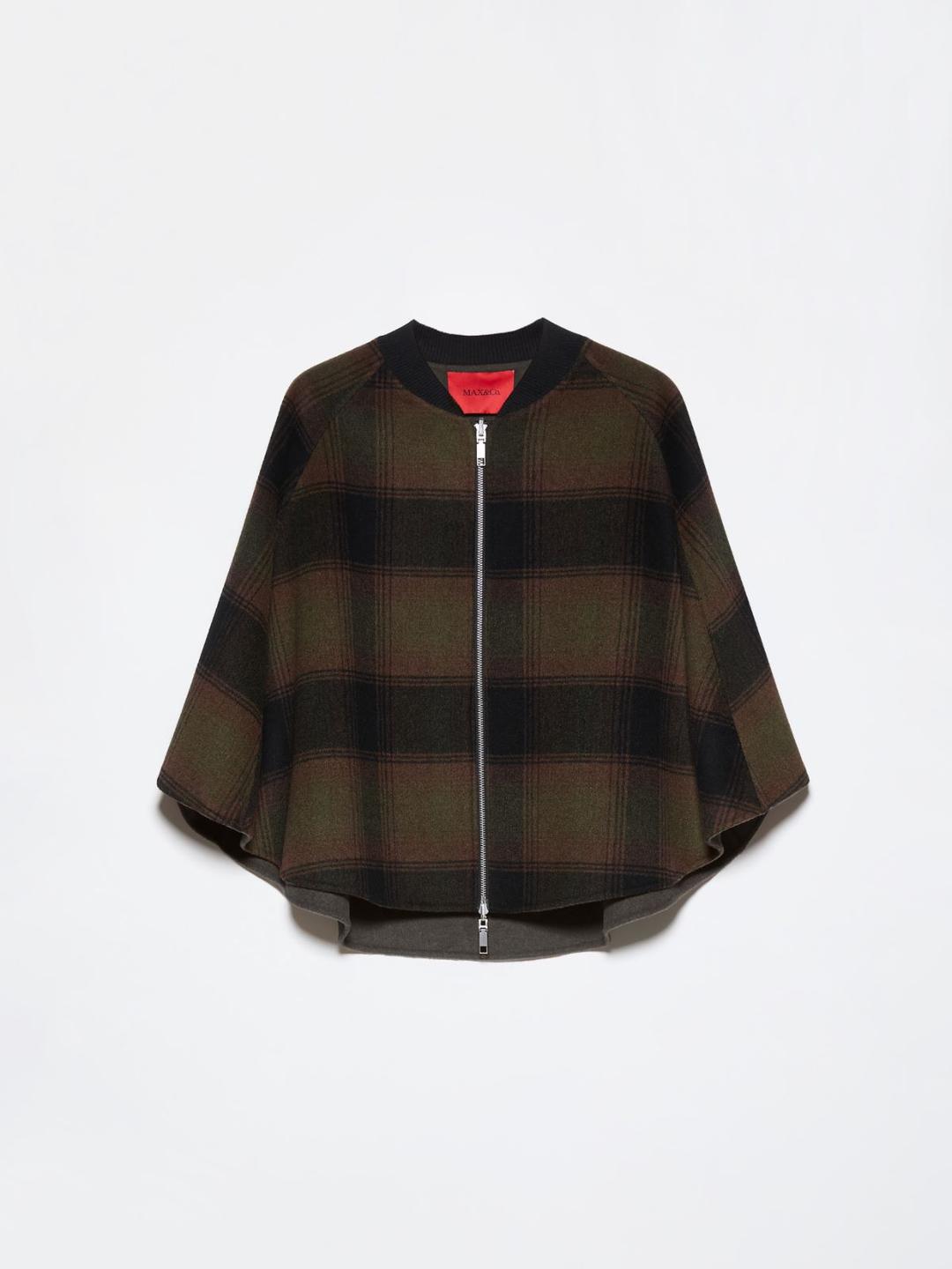Cappa double face reversibile | Max&Co Cappa double face reversibile in lana a quadri verdi e neri, con collo bomber in maglia a costine e zip in metallo. | Max&Co