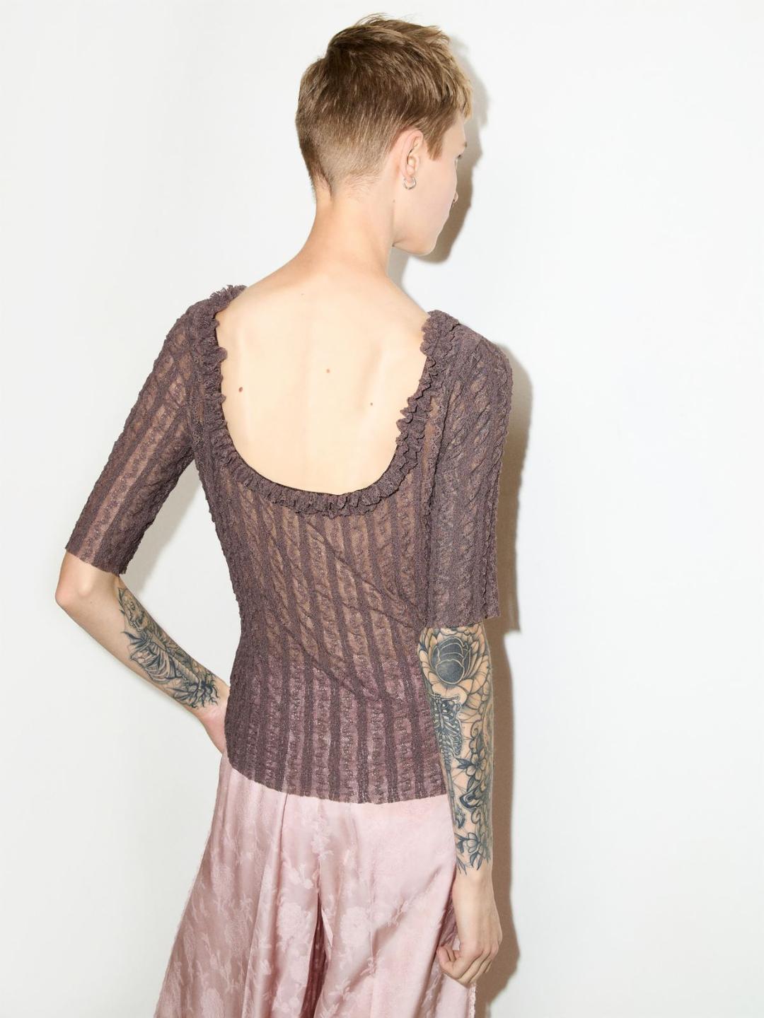 T-shirt in jersey pizzo | Max&Co T-shirt in jersey pizzo - vista alternativa - 6 | Max&Co