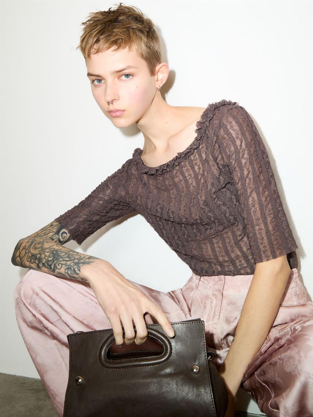 T-shirt in jersey pizzo | Max&Co T-shirt in jersey pizzo - vista alternativa - 6 | Max&Co