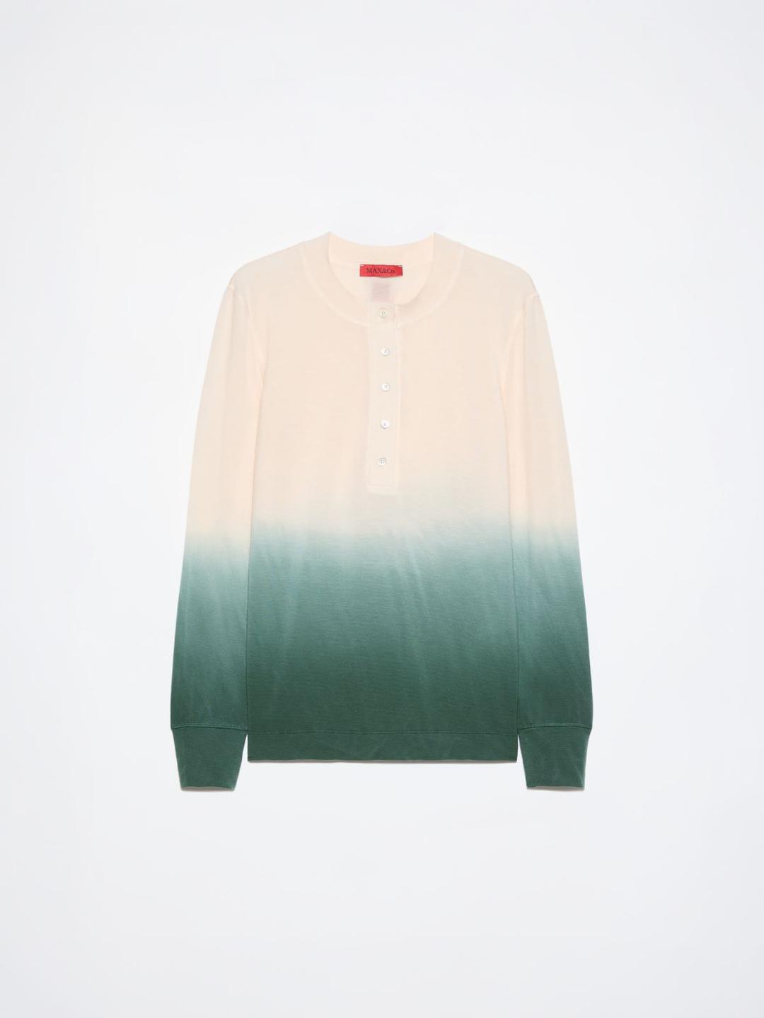 Serafino in jersey fluido | Max&Co Serafino da donna in jersey fluido con sfumatura verde e iconico red square MAX&Co. sul retro. | Max&Co