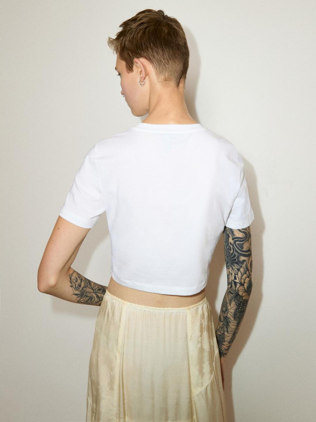 Cropped T-shirt con lettering | Max&Co Cropped T-shirt con lettering - vista alternativa - 5 | Max&Co