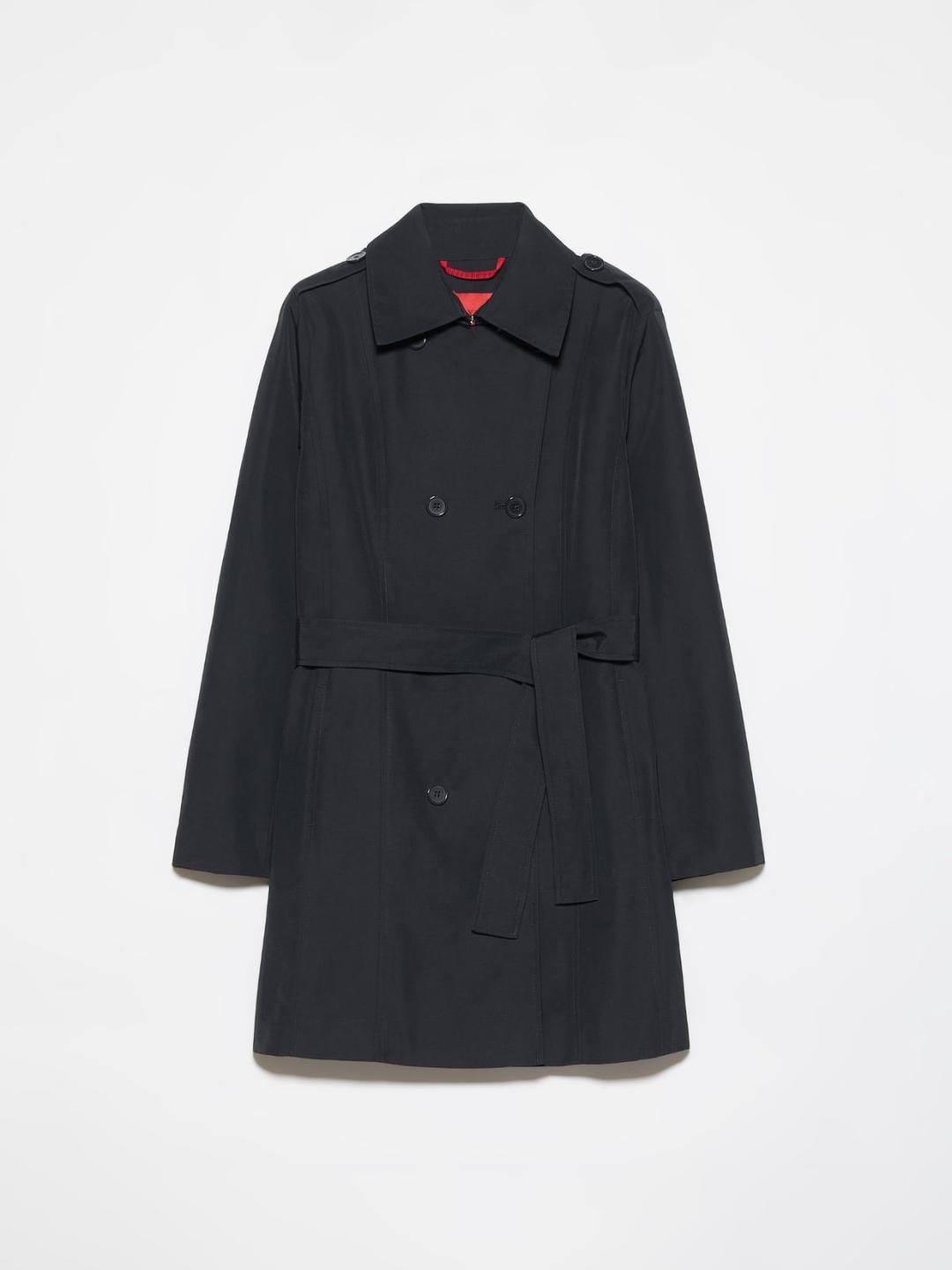 Trench doppiopetto in ottoman | Max&Co Trench doppiopetto nero in ottoman di cotone e nylon, con colletto a revers, epaulettes, tasche inserite e cintura coordinata da annodare. | Max&Co