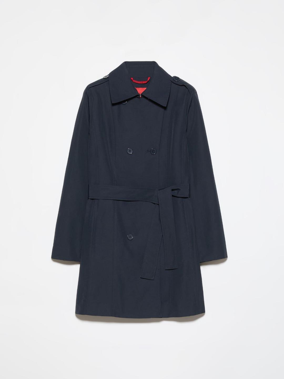 Trench doppiopetto in ottoman | Max&Co Trench doppiopetto blu in ottoman di cotone e nylon, con colletto a revers, epaulettes, tasche inserite e cintura coordinata da annodare. | Max&Co
