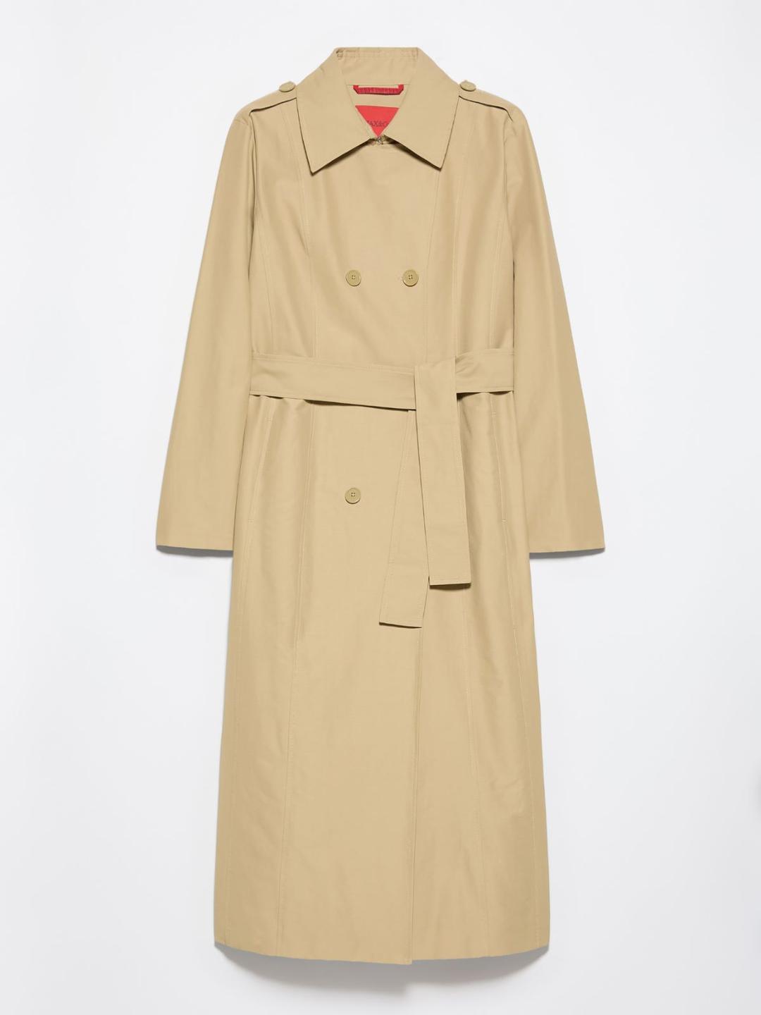 Trench midi in ottoman | Max&Co Trench midi marrone in ottoman di cotone e nylon, taglio doppiopetto con cintura coordinata e colletto a revers. | Max&Co