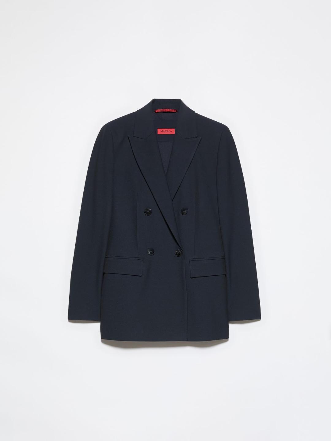 Blazer doppiopetto | Max&Co Blazer doppiopetto blu scuro con taglio sartoriale d'ispirazione maschile, revers a lancia e tasche a pattina. | Max&Co
