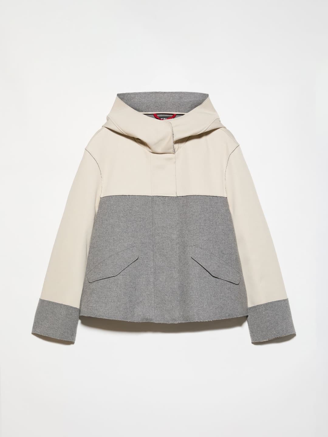 Giacca color block Raeburn &Co.llaboration | Max&Co Giacca color block Raeburn &Co.llaboration grigio melange con cappuccio a collo alto, spalle scese e tasche a pattina. | Max&Co