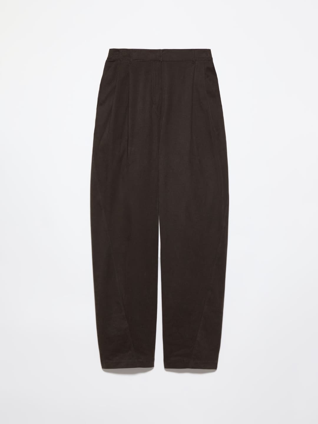 Pantaloni barrel leg Raeburn &Co.llaboration | Max&Co Pantaloni barrel leg Raeburn &Co.llaboration color bruciato in cotone stretch con finitura smerigliata e gamba curva. | Max&Co