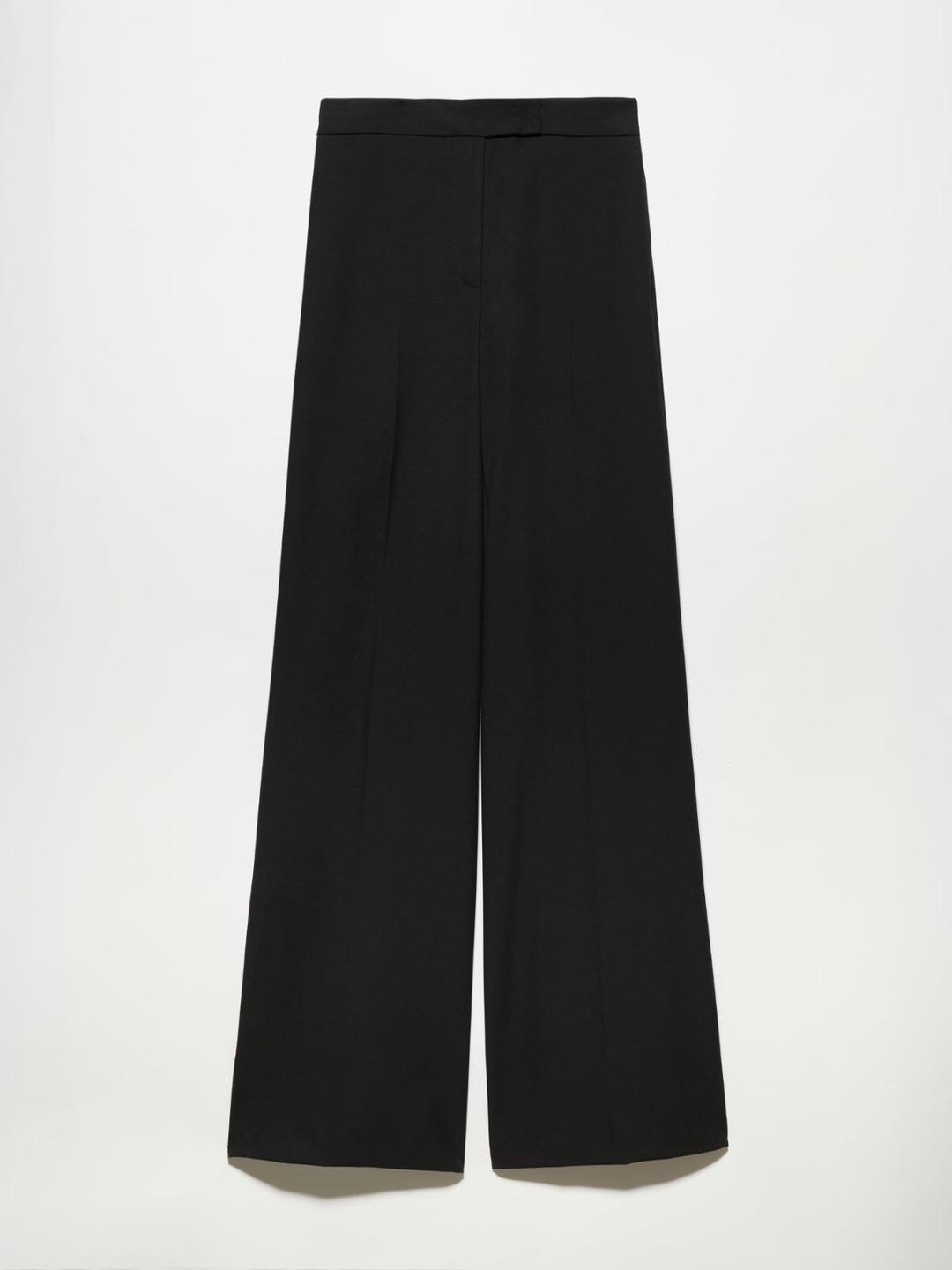 Pantaloni sartoriali ampi | Max&Co Pantaloni sartoriali ampi neri in blend di viscosa bi-stretch con vita regolare, piega stirata e chiusura nascosta con gancio e zip. | Max&Co