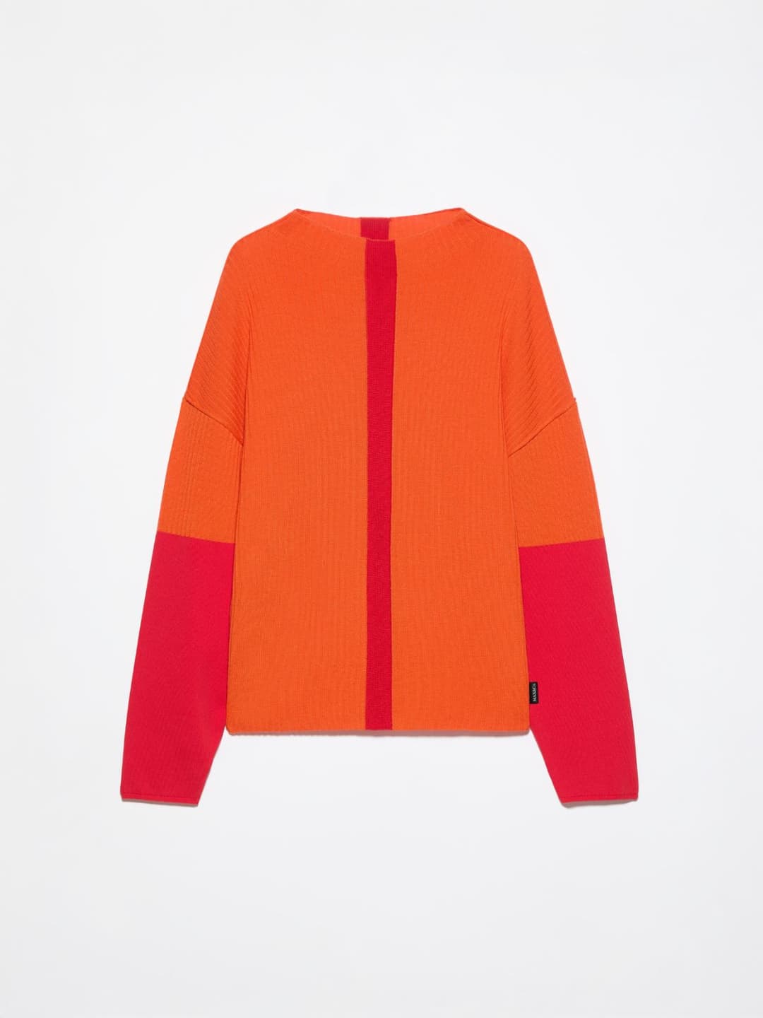 Maglia a coste Raeburn &Co.llaboration | Max&Co Maglia a coste Raeburn &Co.llaboration arancione con maniche in filato di nylon a maglia rasata e bande a intarsio in pura lana. | Max&Co