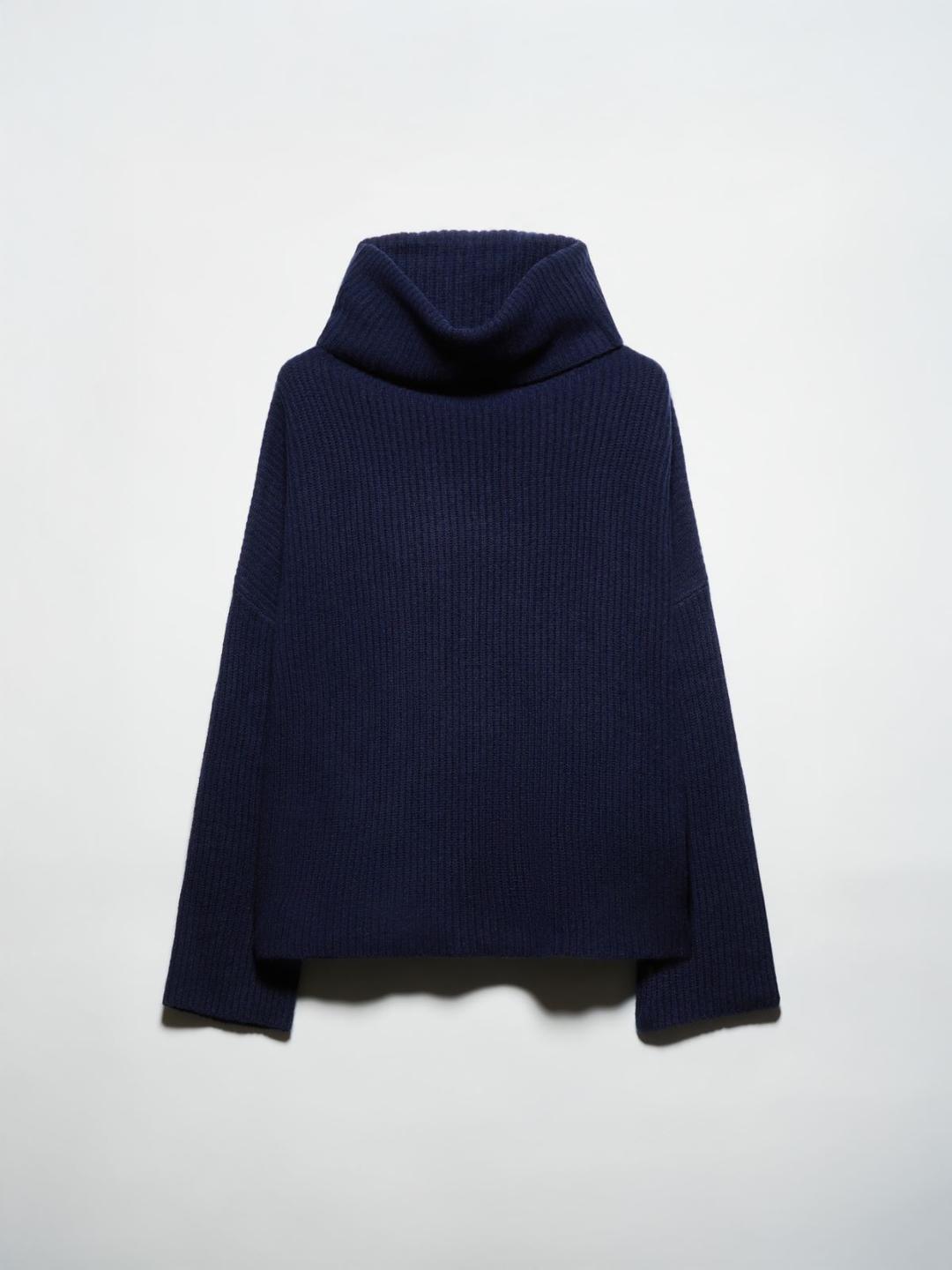 Dolcevita in puro cashmere | Max&Co Dolcevita oversize in puro cashmere grigio azzurro con lavorazione a coste inglesi e collo morbido a dolcevita. | Max&Co