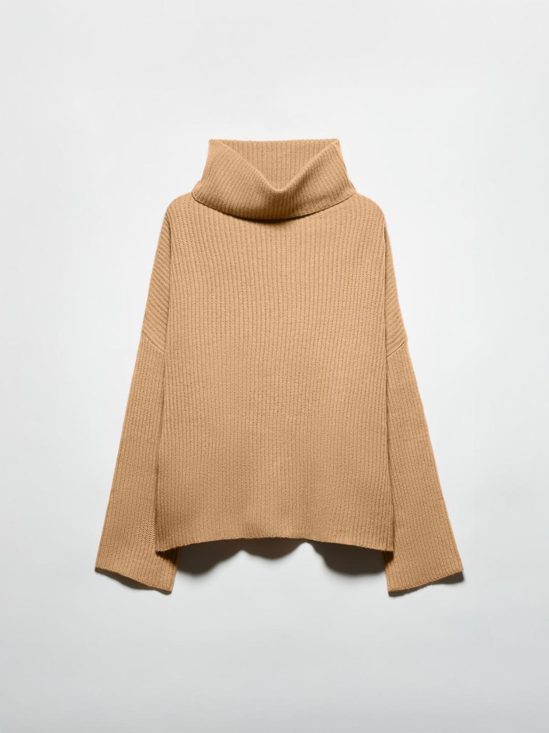 Dolcevita in puro cashmere | Max&Co Dolcevita oversize in puro cashmere color cammello, lavorazione a coste inglesi e collo morbido a dolcevita. | Max&Co
