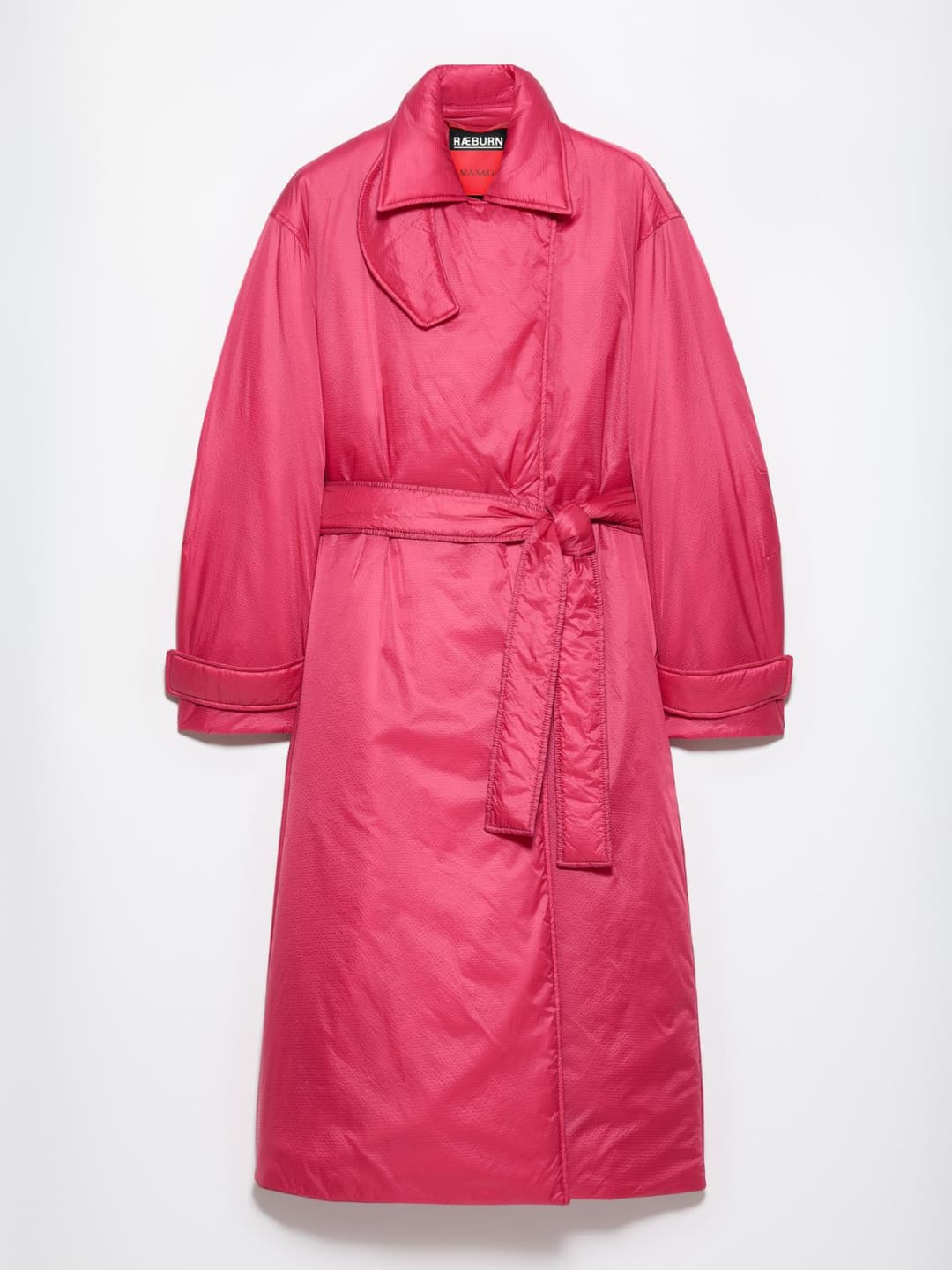 Cappotto imbottito Raeburn &Co.llaboration | Max&Co Cappotto imbottito Raeburn &Co.llaboration color ciliegia in nylon con texture rip-stop e finitura antigoccia, dotato di cintura e tasche. | Max&Co