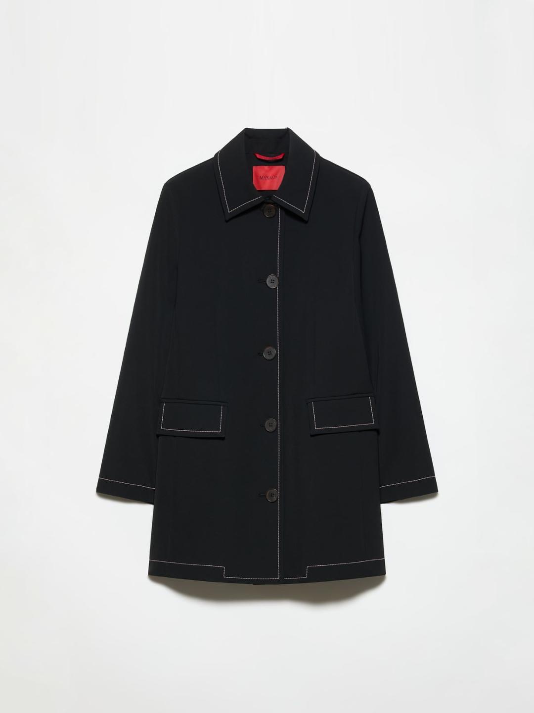 Car coat in bonded twill | Max&Co Car coat nero in bonded twill con impunture a contrasto, collo a camicia e tasche a pattina. | Max&Co