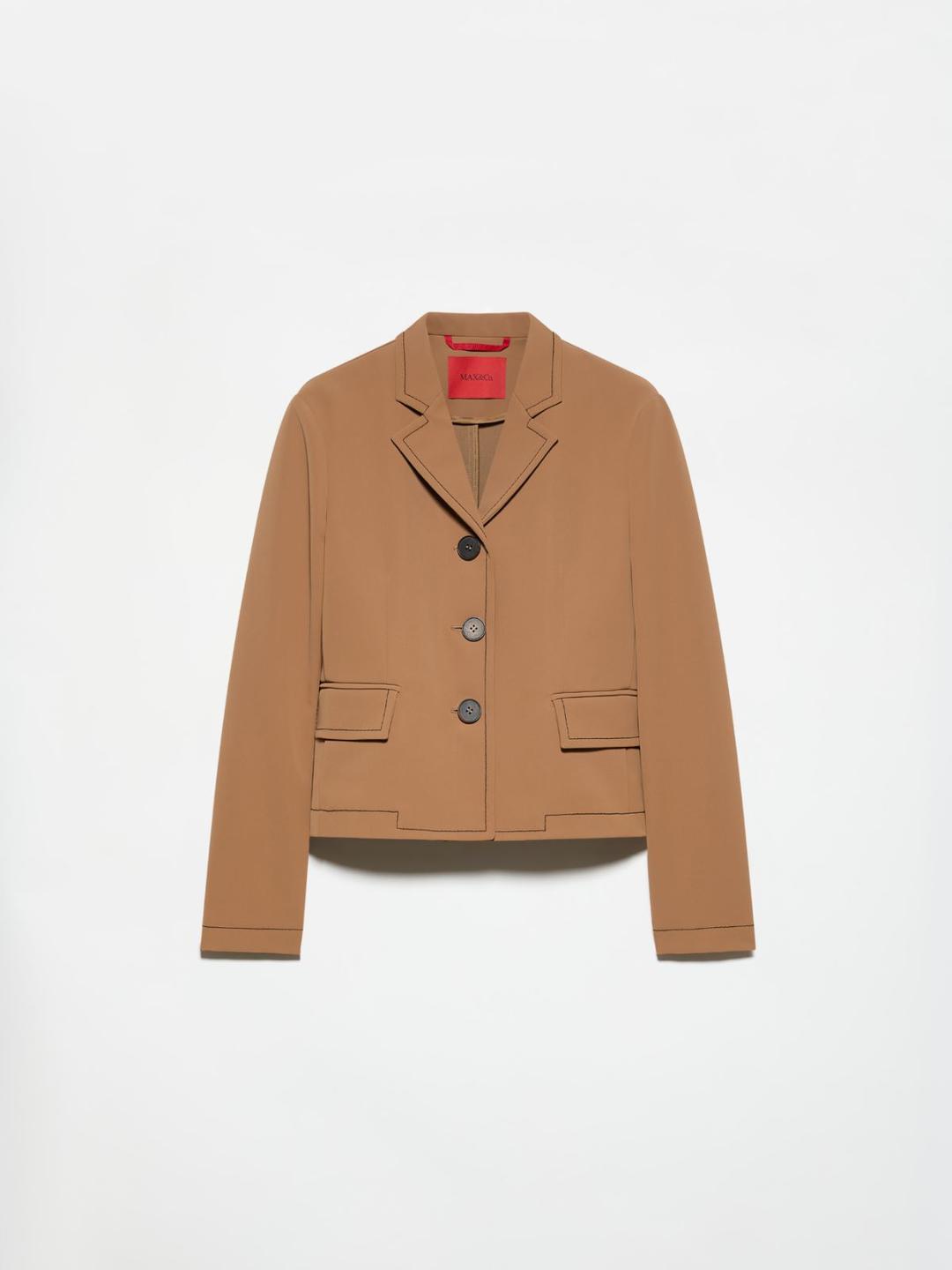 Giacca slim in bonded twill | Max&Co Giacca slim monopetto in bonded twill color cammello con impunture a contrasto e taglio cropped. | Max&Co