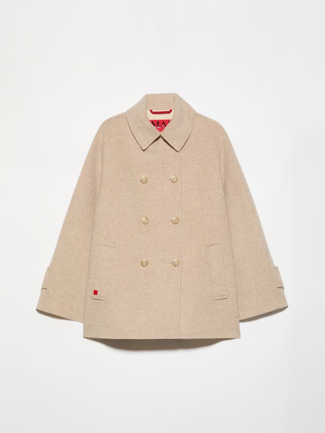 Caban in blend di lana double | Max&Co Caban doppiopetto in blend di lana double color sabbia con collo a camicia e alamari ai polsi. | Max&Co