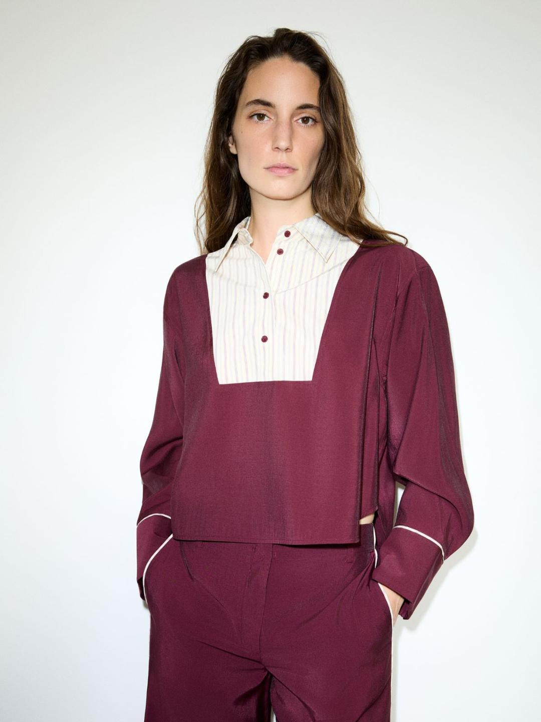 Camicia con plastron a contrasto | Max&Co Camicia con plastron a contrasto - vista alternativa - 5 | Max&Co