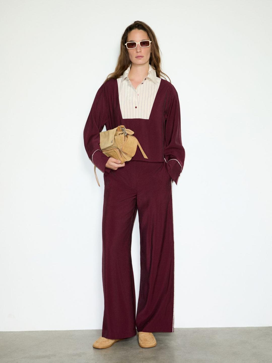 Camicia con plastron a contrasto | Max&Co Camicia con plastron a contrasto - vista alternativa - 5 | Max&Co