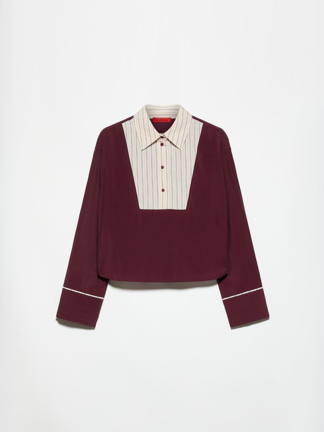 Camicia con plastron a contrasto | Max&Co Camicia MALVA con plastron a contrasto in viscosa, colletto a polo e profili piping sui polsini. | Max&Co