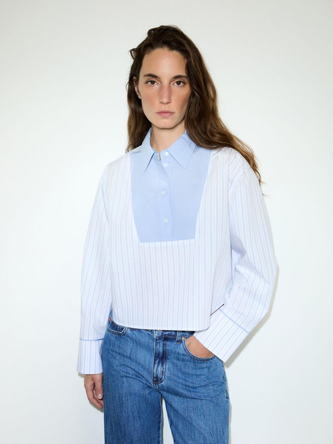 Camicia con plastron a contrasto | Max&Co Camicia con plastron a contrasto - vista alternativa - 7 | Max&Co