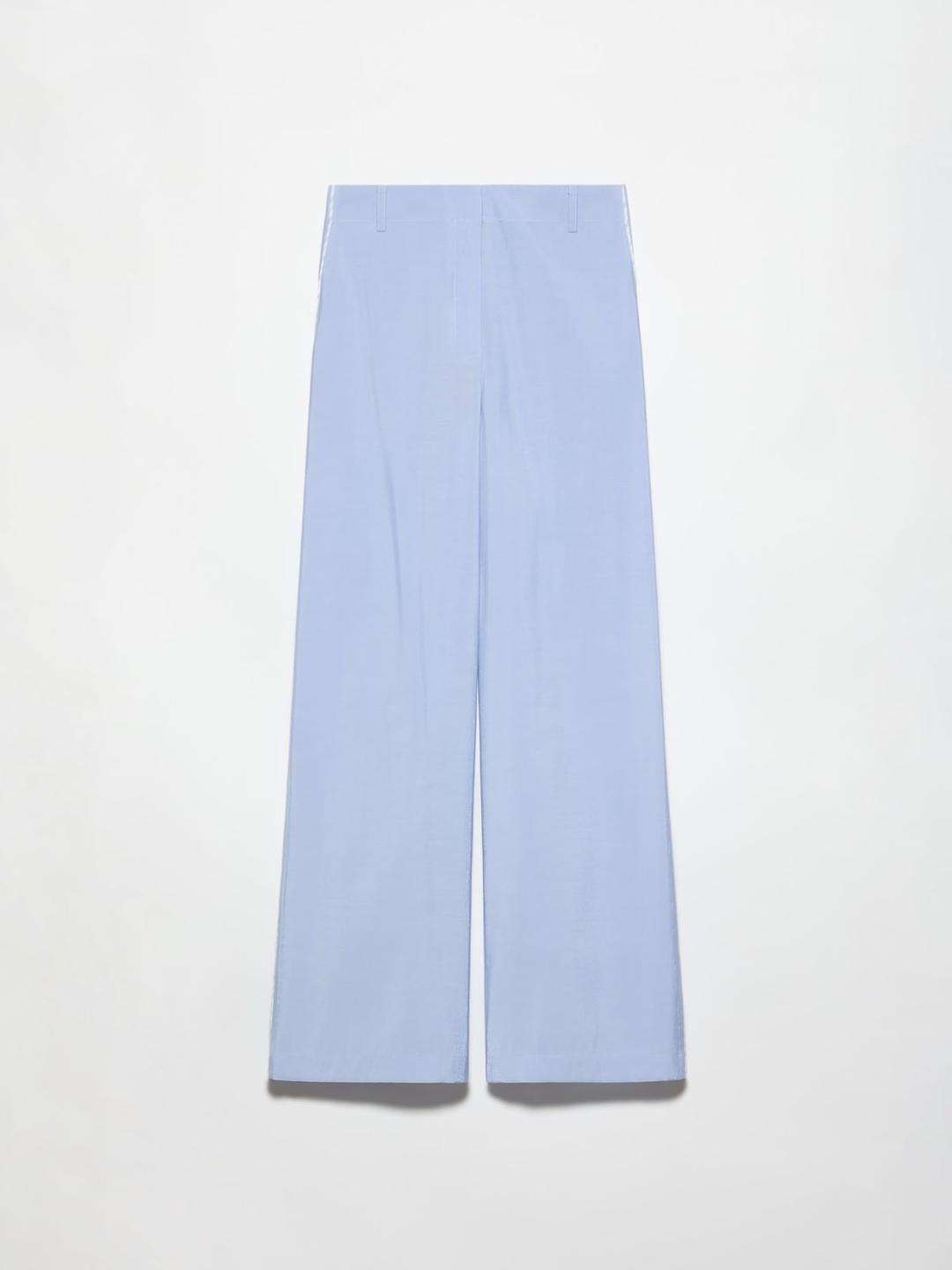 Pantaloni ampi in tessuto crispy | Max&Co Pantaloni ampi azzurri in tessuto crispy con profili piping a contrasto, vita regolare e gamba dritta. | Max&Co