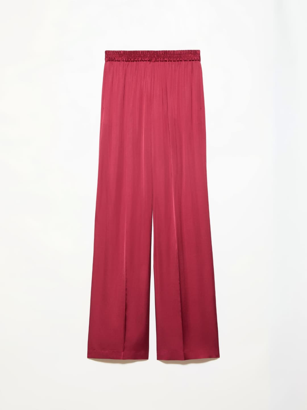 Pantaloni ampi in raso | Max&Co Pantaloni ampi in raso di viscosa color ciliegia con vita elasticizzata interna e piega stirata. | Max&Co