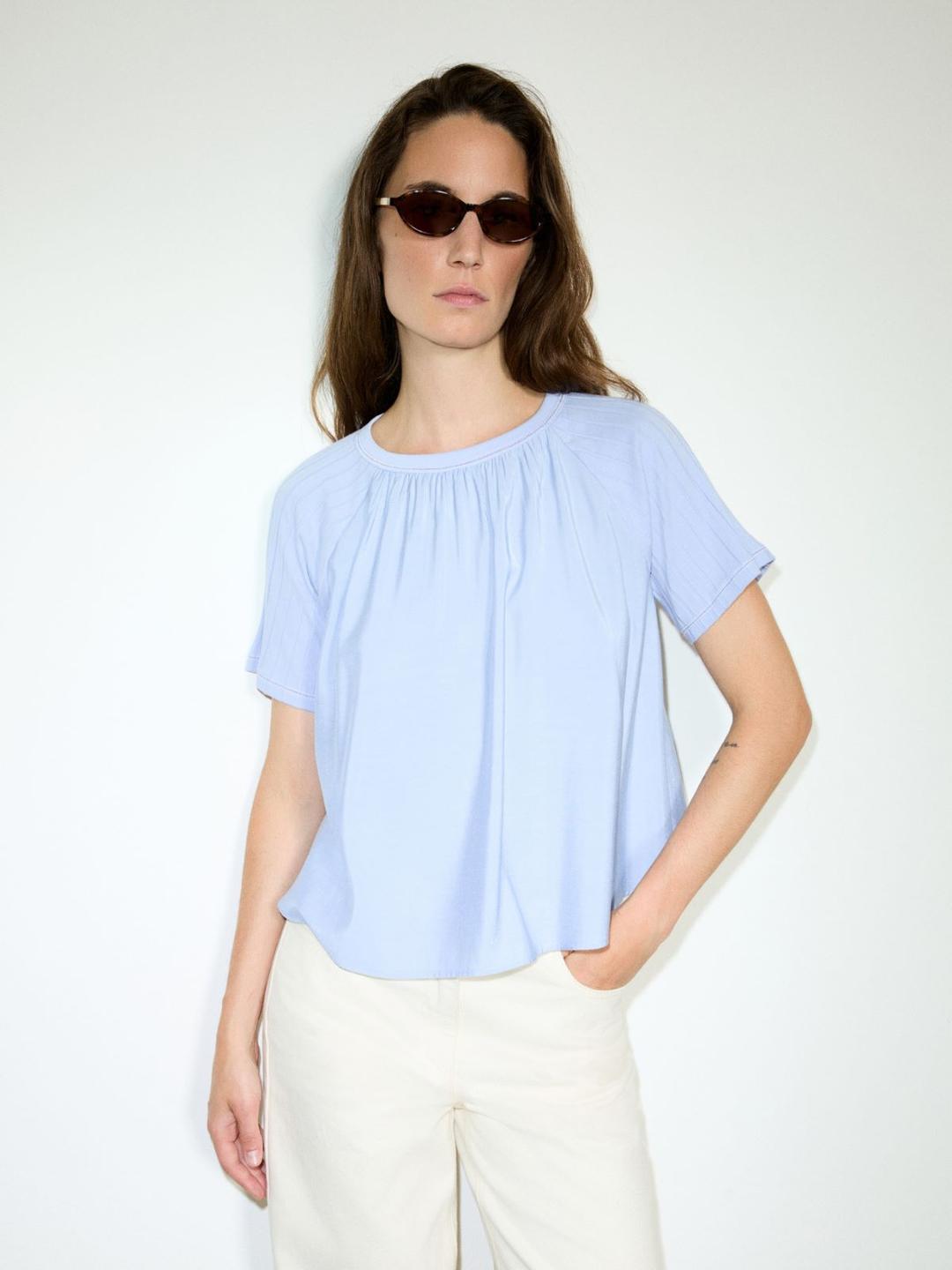 Blusa in tessuto crispy e jersey | Max&Co Blusa in tessuto crispy e jersey - vista alternativa - 21 | Max&Co