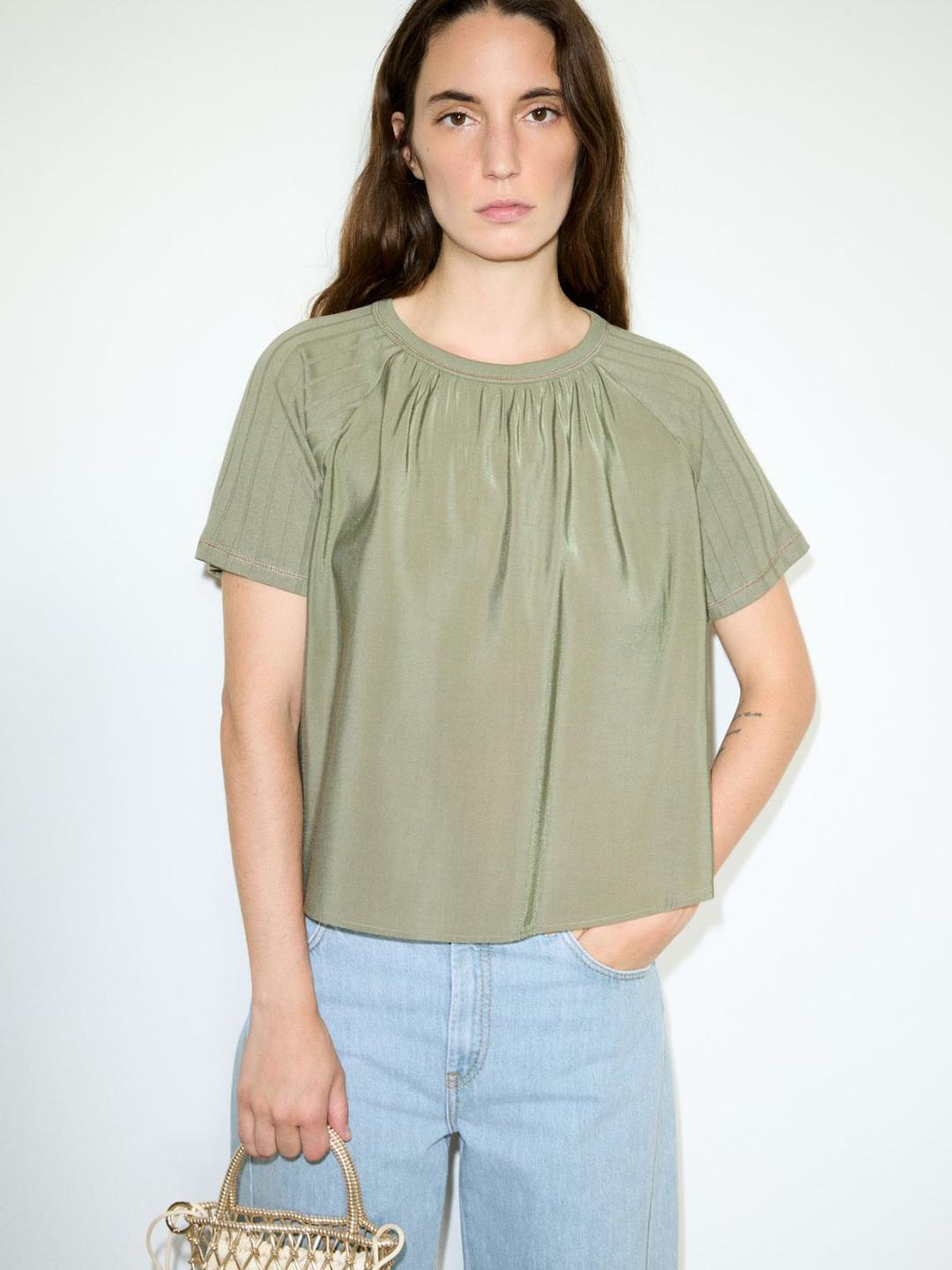 Blusa in tessuto crispy e jersey | Max&Co Blusa in tessuto crispy e jersey - vista alternativa - 4 | Max&Co