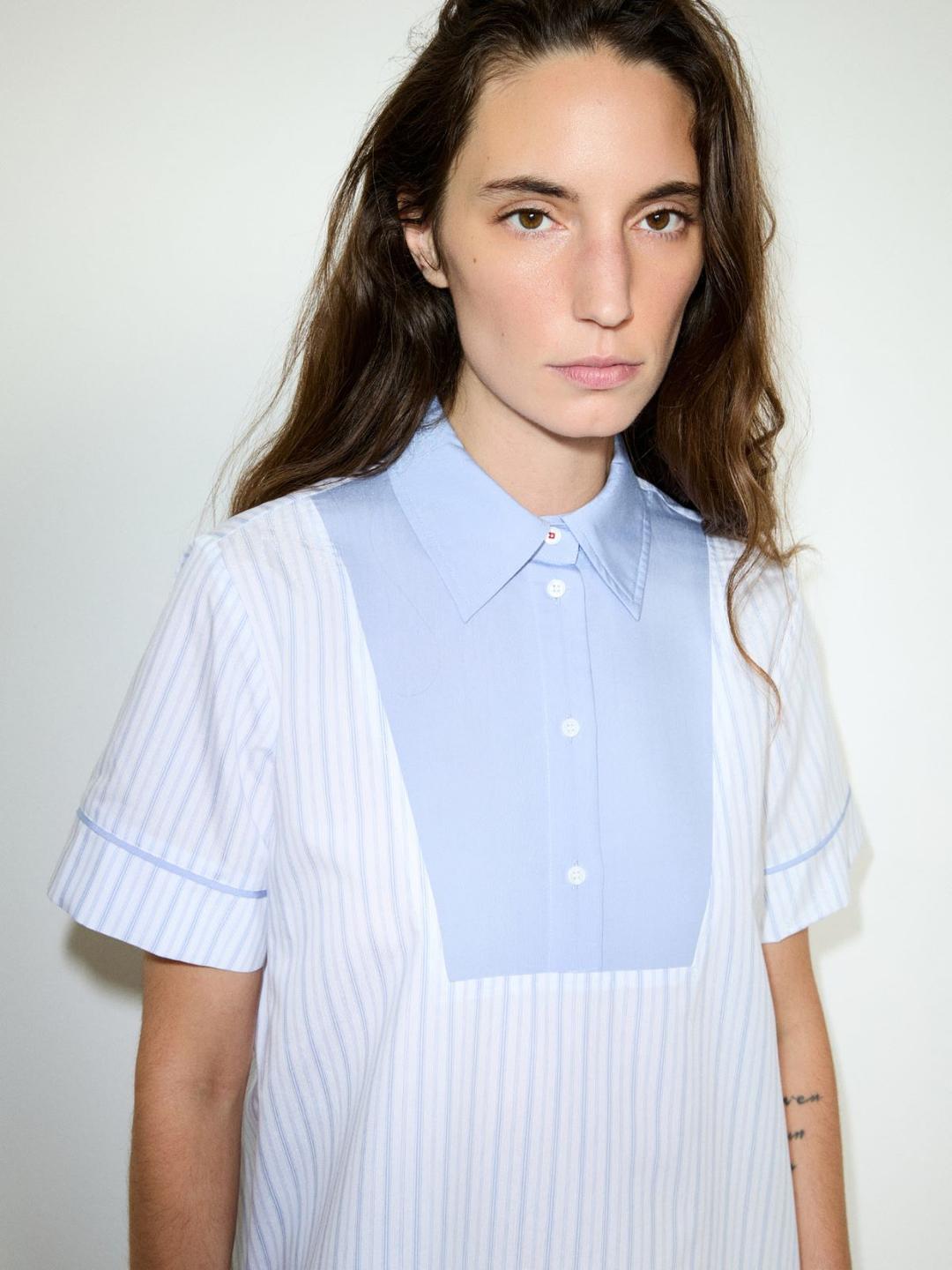 Abito con plastron a contrasto | Max&Co Abito con plastron a contrasto - vista alternativa - 1 | Max&Co