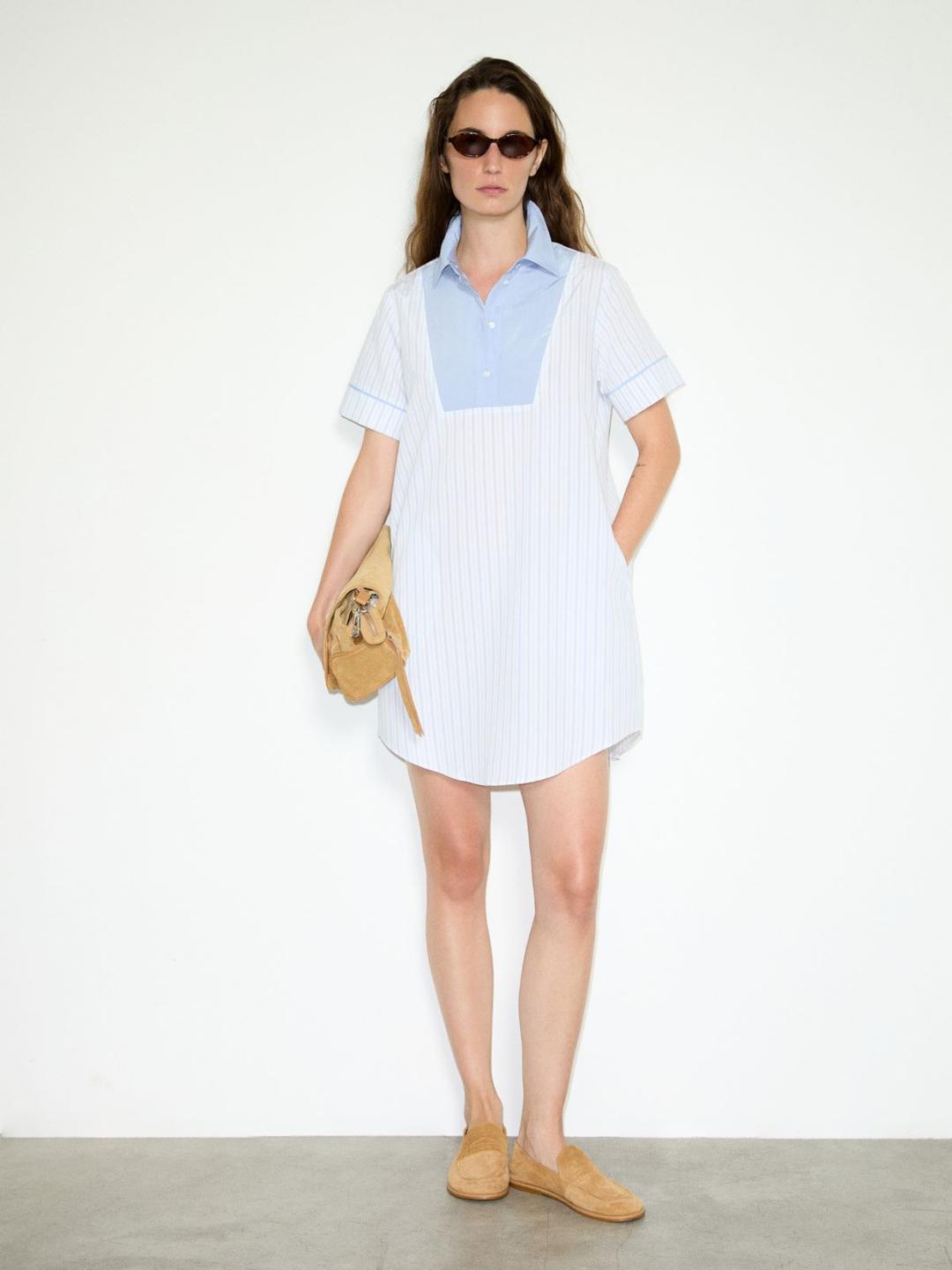 Abito con plastron a contrasto | Max&Co Abito con plastron a contrasto - vista alternativa - 1 | Max&Co