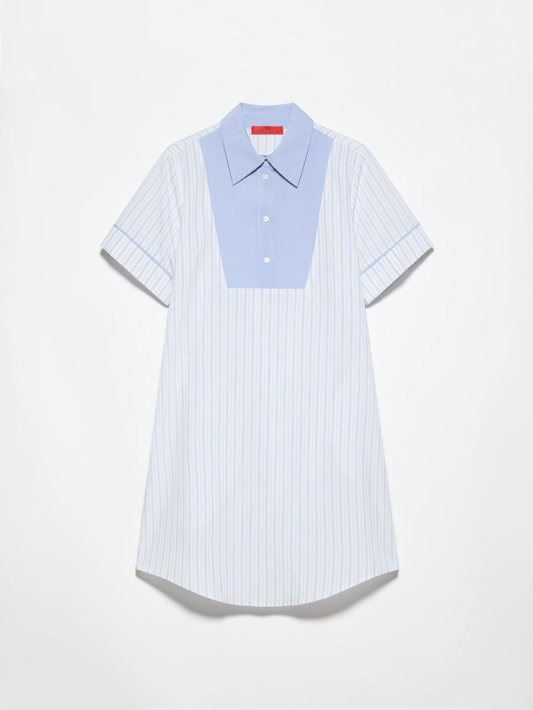Abito con plastron a contrasto | Max&Co Abito donna azzurro intenso a righe sottili con plastron a contrasto e colletto polo, maniche corte e orlo arrotondato. | Max&Co