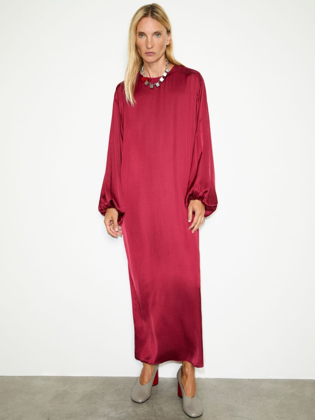 Maxi tunic dress in raso | Max&Co Maxi tunic dress in raso - vista alternativa - 22 | Max&Co