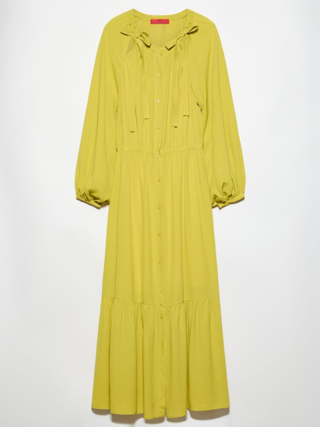 Chemisier in crêpe de Chine | Max&Co Chemisier donna in crêpe de Chine color limone con fiocchi al collo, arricciature e balza al fondo. | Max&Co
