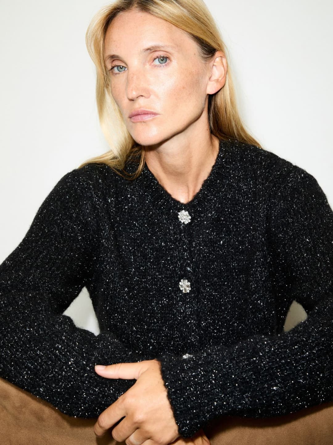 Cardigan lamé con bottoni bijou | Max&Co Cardigan lamé con bottoni bijou - vista alternativa - 0 | Max&Co