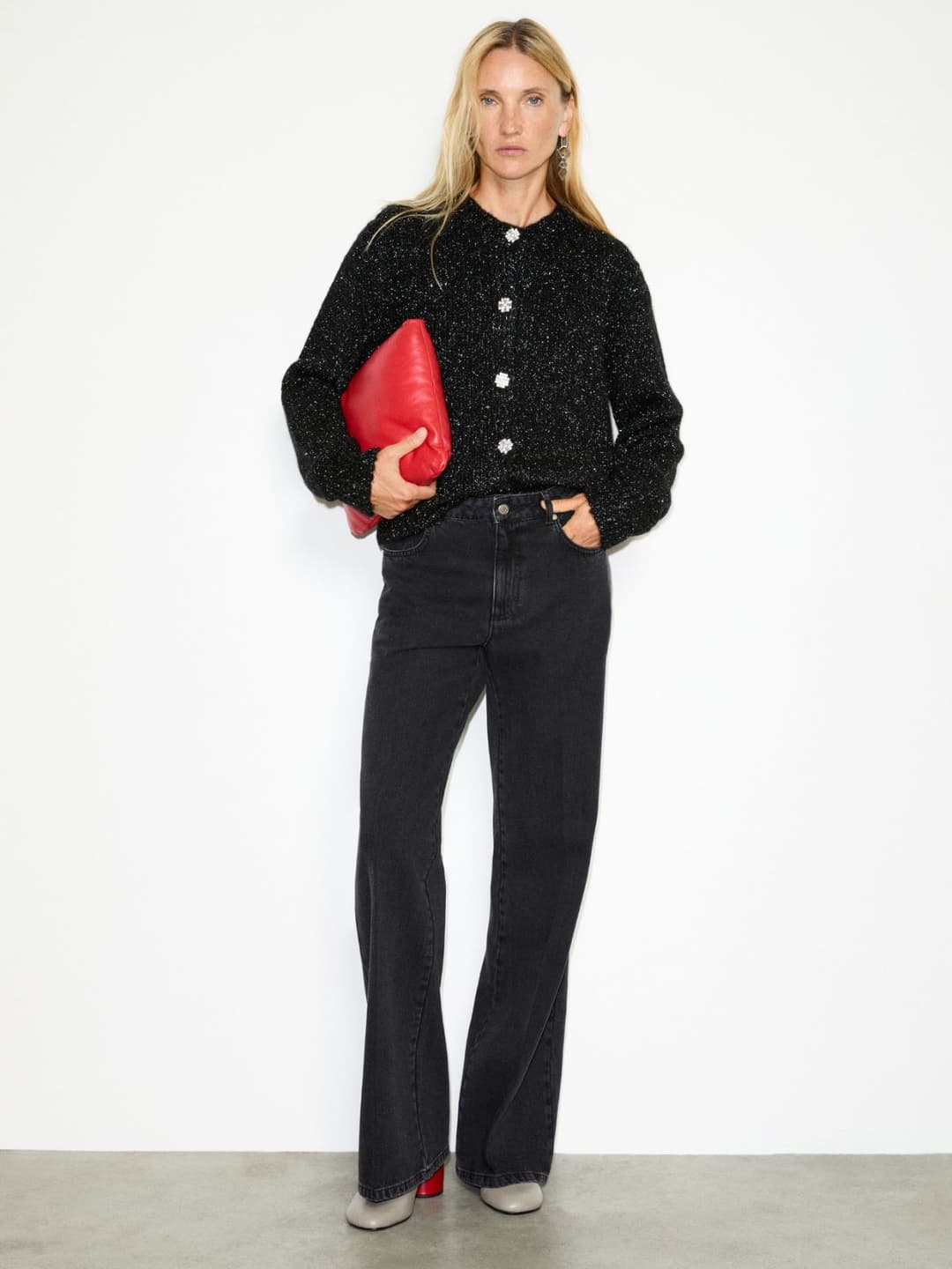 Cardigan lamé con bottoni bijou | Max&Co Cardigan lamé con bottoni bijou - vista alternativa - 0 | Max&Co