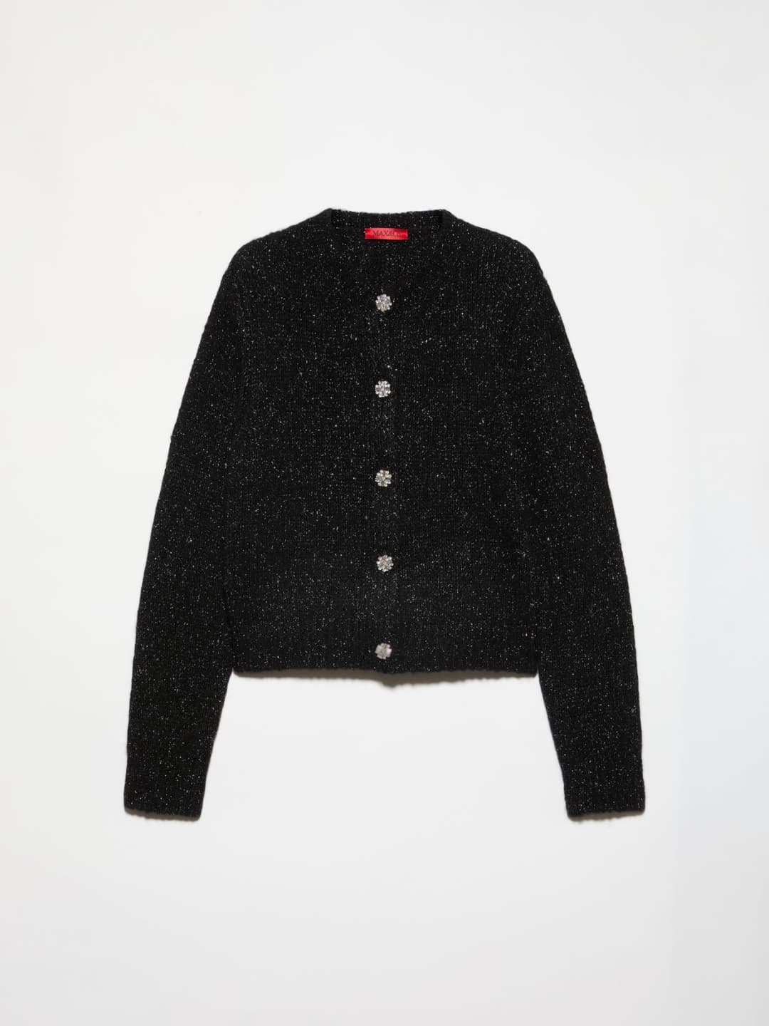 Cardigan lamé con bottoni bijou | Max&Co Cardigan lamé grigio scuro da donna con bottoni bijou e lavorazione rasata. | Max&Co