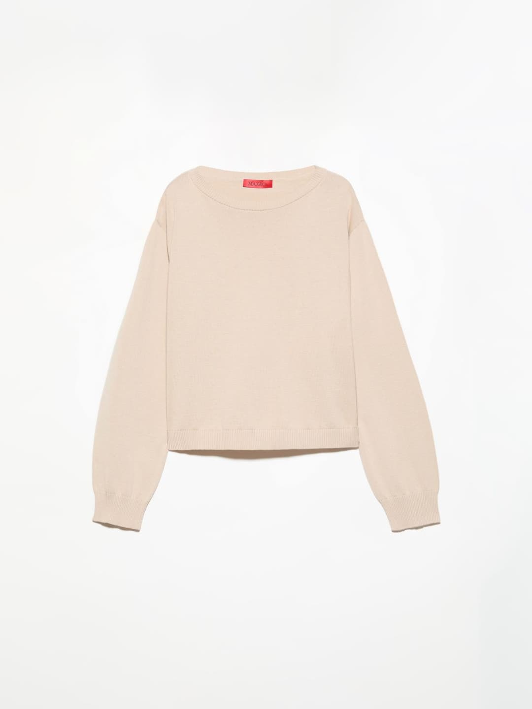 Maglia con dettagli a treccia | Max&Co Maglia beige in puro cotone con scollo a barchetta, spalle scese e dettagli a treccia sulle abbottonature laterali. | Max&Co
