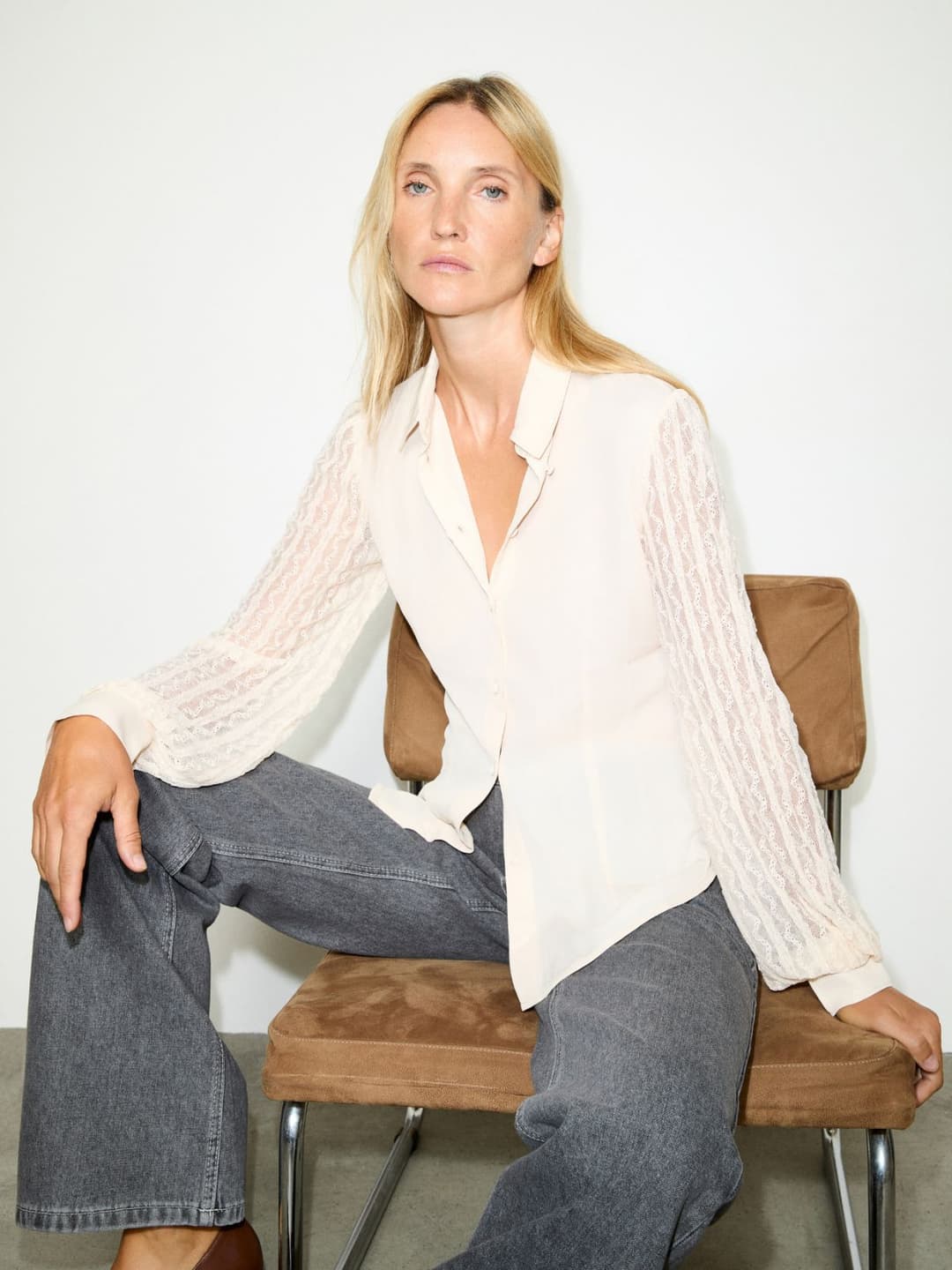 Camicia in pizzo e crêpe de Chine | Max&Co Camicia in pizzo e crêpe de Chine - vista alternativa - 35 | Max&Co